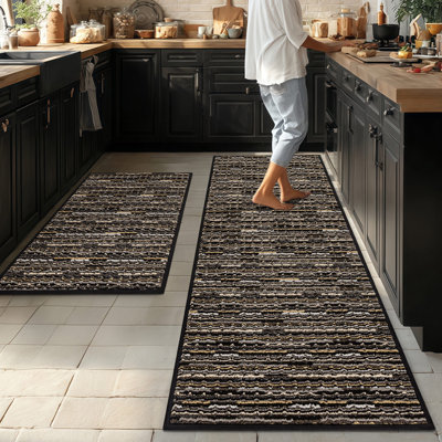 Vintage Striped Thick Stain Proof Anti-Slip TPR Kitchen Floor Mats