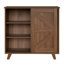 Buffet de rangement à 3 niveaux avec porte de grange coulissante et tablettes réglables, brun