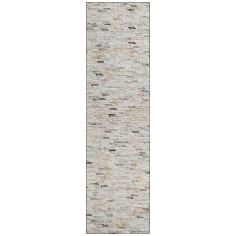 Ruzenth Ivory Washable Indoor-Outdoor Rug - LOOMLAN, 2'3" x 7'6"