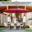 Briyonna 440 cm W X 256 cm D Rectangular Lighted Market Parasol with Crank Lift-558804652