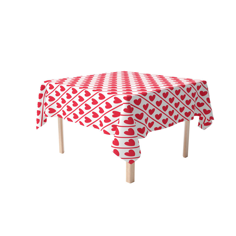 Sirois Hearts Diagonal Stripe Tablecloth, 60" x 60"
