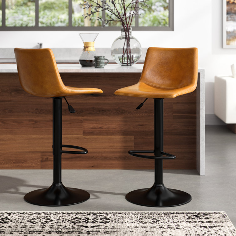 Halima Swivel Upholstered Adjustable Height Counter Stool with Metal Frame