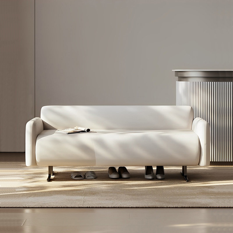 Reidun Microfiber Leather Upholstered Bench, Cream, 23.22" H x 59.05" W x 21.65" D