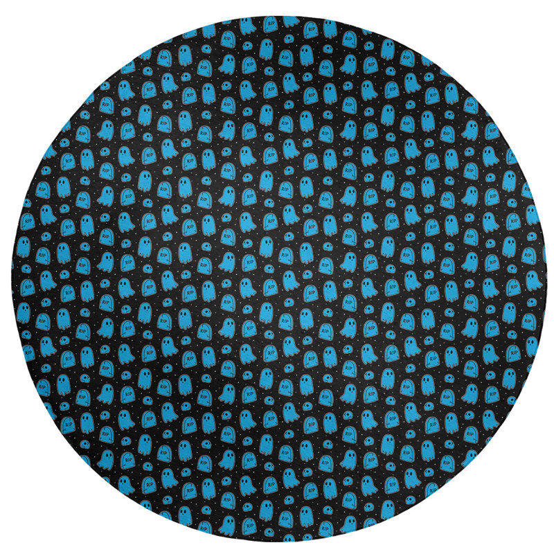 Tapis noir/bleu light ghosts, Rond 5 pi