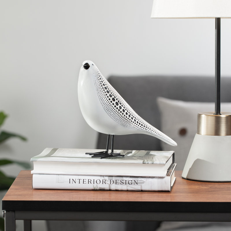 Blumofe Tabletop Resting Bird Statue, White