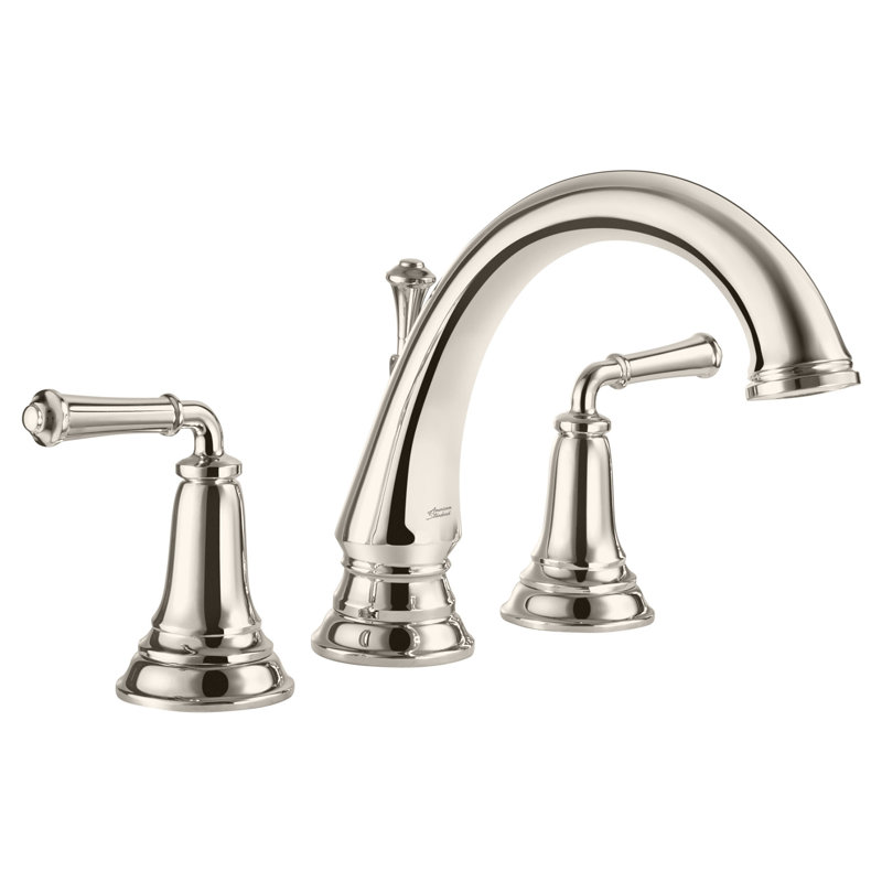 Delancey 2 Handle Deck Roman Tub Faucet, Polished Nickel, With Shower