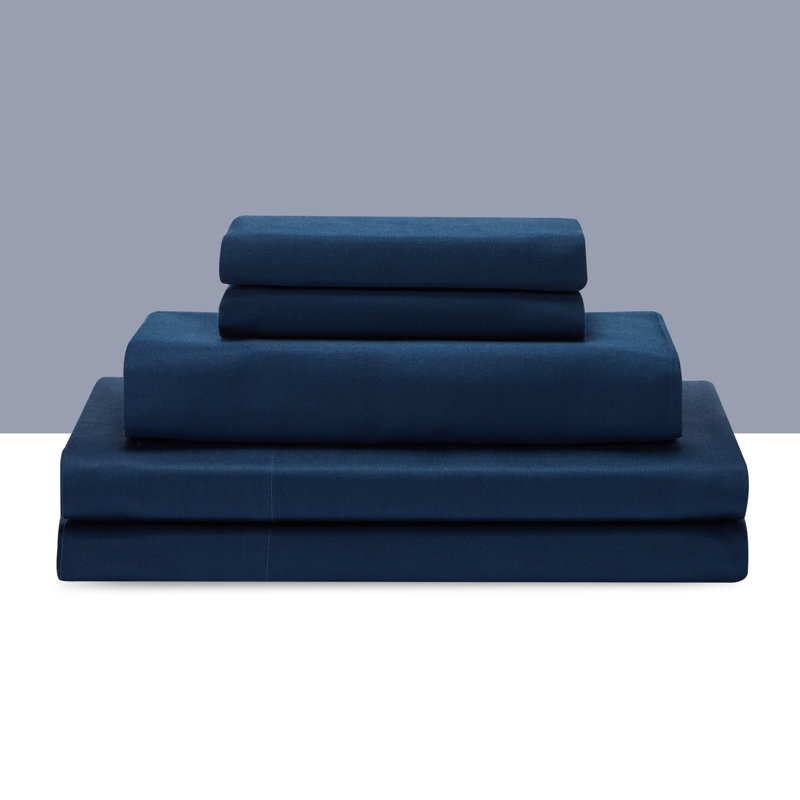 Bryndís 100% Cotton Sateen Sheet Set, Queen, Gull Gray