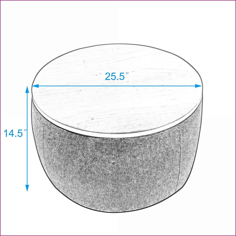 Repose-pieds avec rangement, table de bout 2 en 1 et amp; Repose-pieds, gris foncé | 25,5 po carré | Plateau en panneau de fibres à densité moyenne
