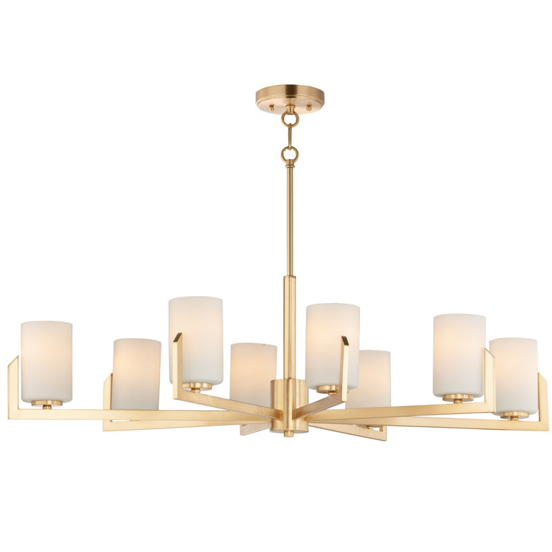 8-Light Shaded Classic / Traditional Chandelier, Satin Brass