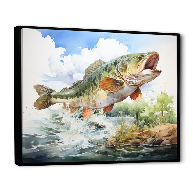 " Fishing Dreams II ", Black Floater Framed, 30" H x 40" W x 1.5" D