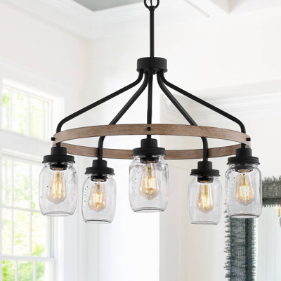 Albie 5 - Light Wagon Wheel Chandelier