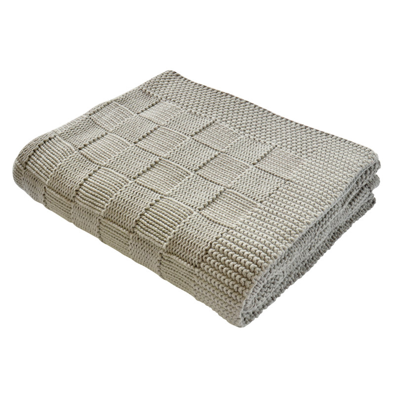 Knitted Throw Blanket, Grey