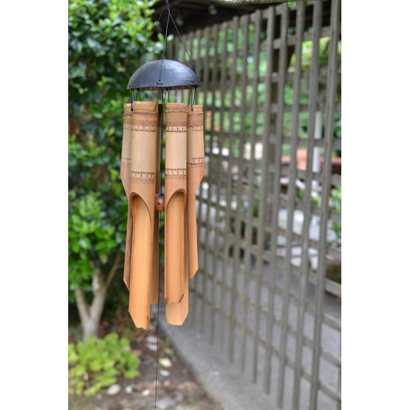 Weather Resistant Wood Abstract Wind Chime, Large