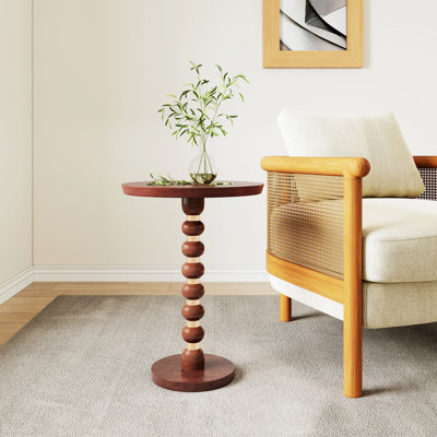 Charmante table de bout circulaire en bois de manguier pour des espaces élégants, rehaussant le décor