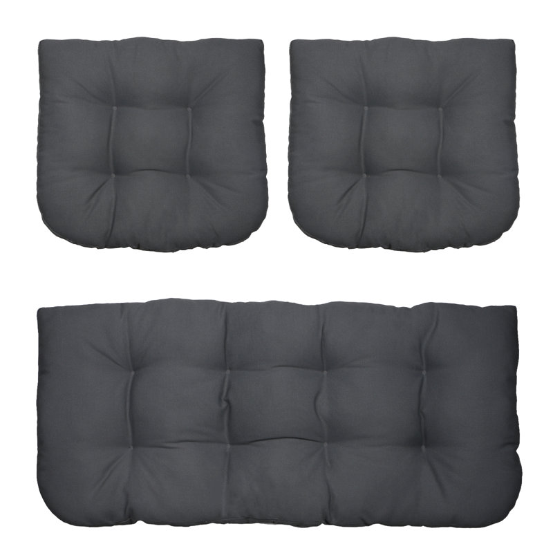 Ensemble de 3 coussins de canapé d'extérieur / d'intérieur (coussin seulement), Gris moderne