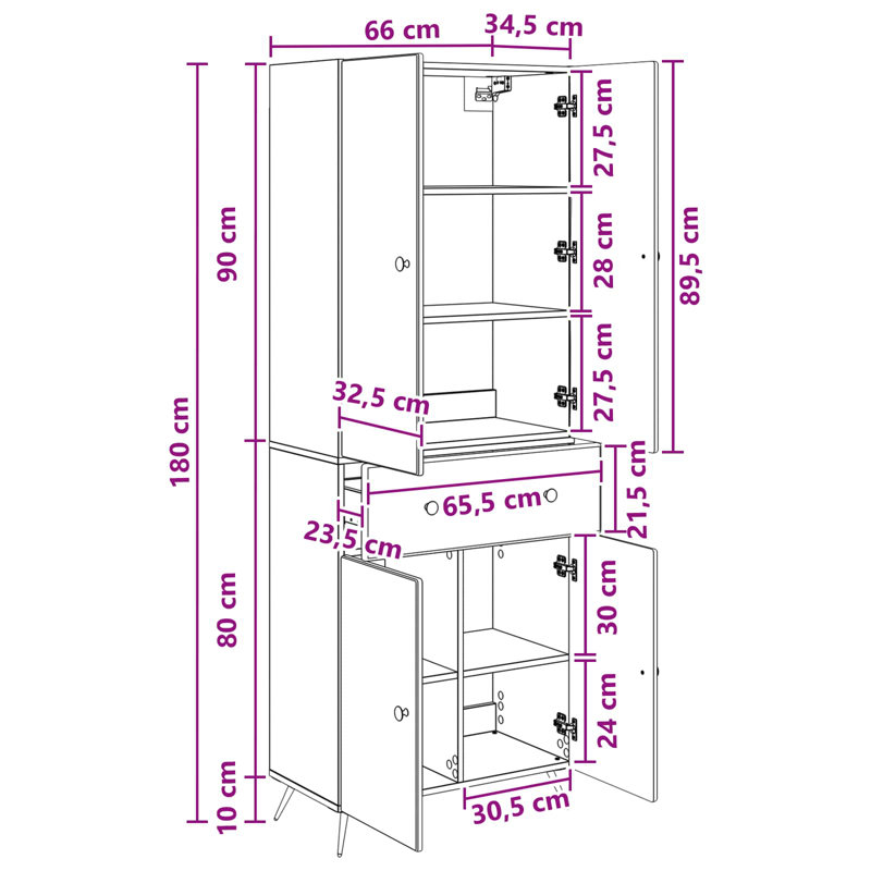 4 -Door 4 Storage Cabinet, Grey Sonoma