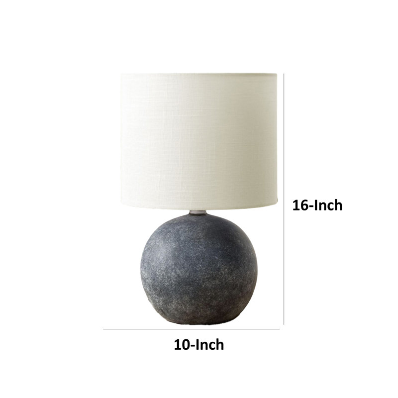 Mazzy Table Lamp With Gray Concrete Base, Ivory Fabric Shade, Gray