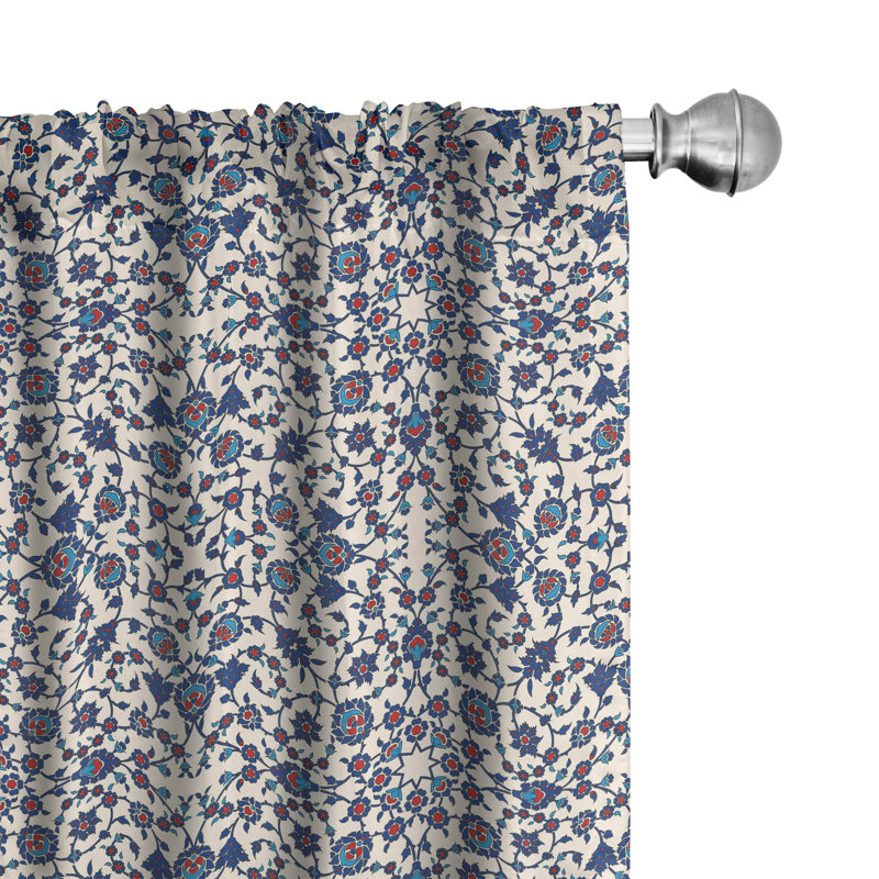 Orient Floral Semi-Sheer Rod Pocket Curtain Panels, 28" x 63"