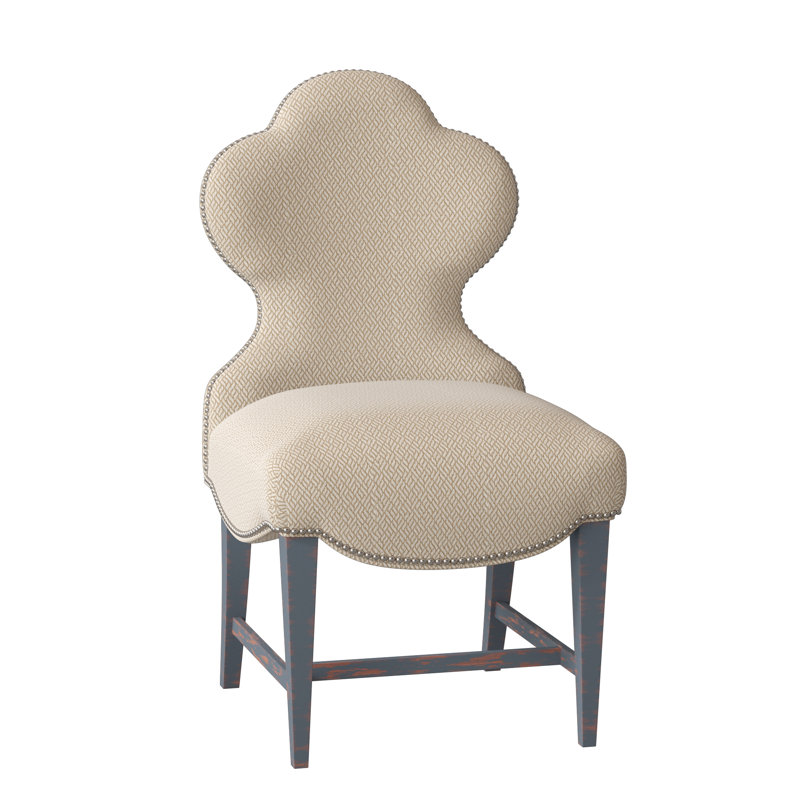 Ace Of Clubs Dining Chair, Vintage Ebony, Polished Nickel Small, Filigree Ivory
