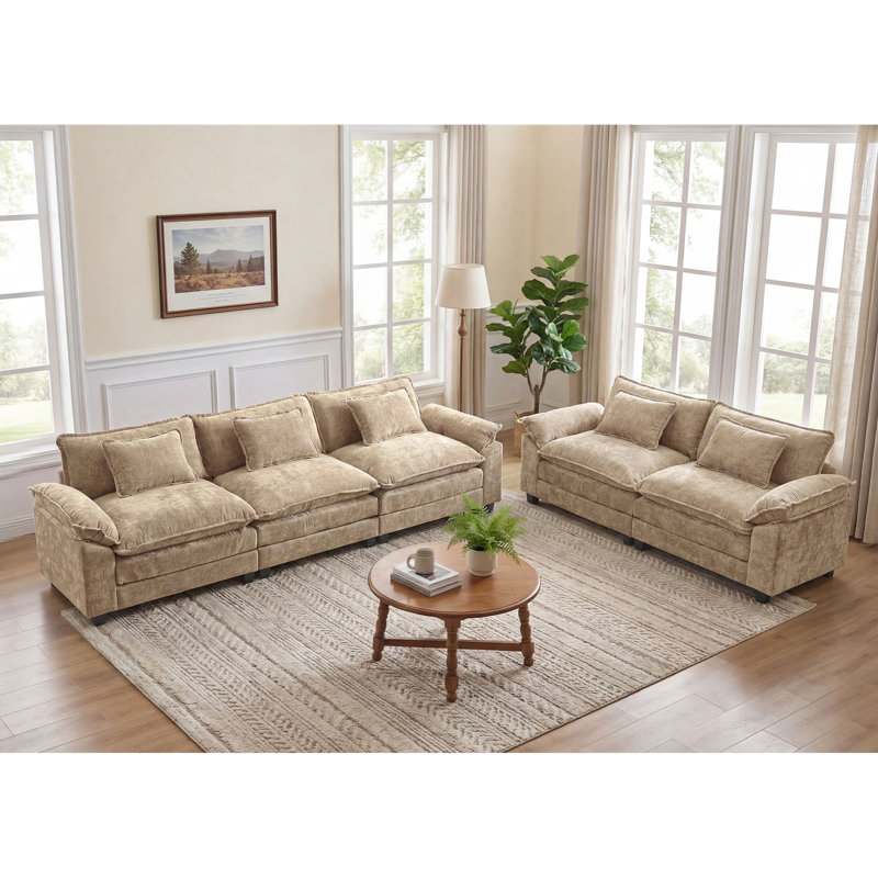 Ensemble de canapé modulaire 2 pièces, canapé-lit à assise profonde avec canapé surdimensionné de 120 po et causeuse de 86 po