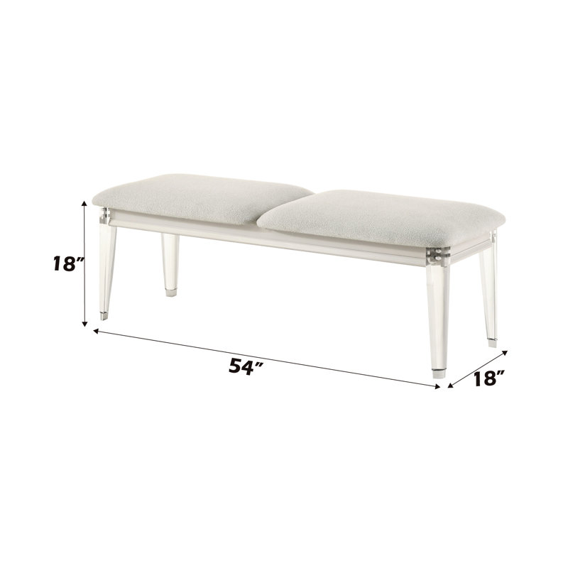 Banc gris - fabriqué en bois d'hévéa, poids du produit 32 lb élégant avec finition blanc perle - hauteur de 18 po