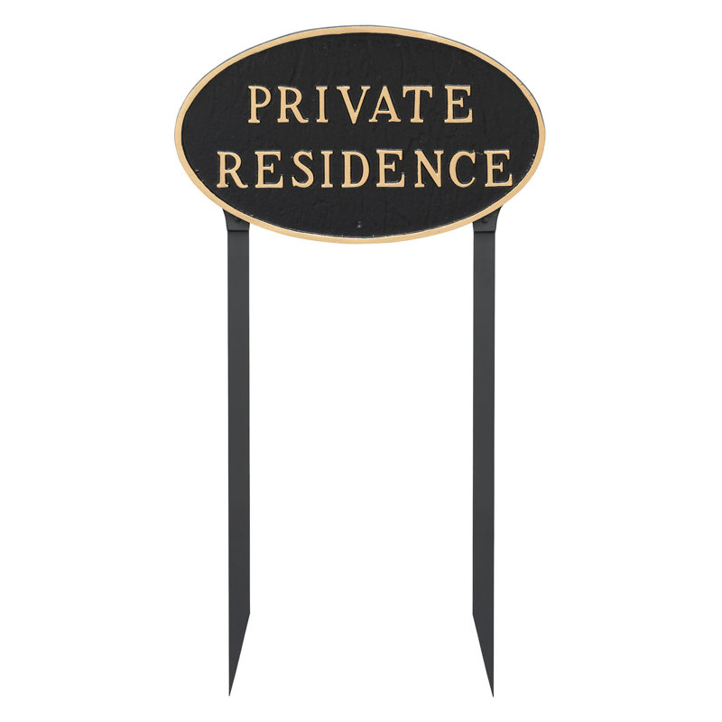 Private Residence Statement Garden Sign, Black/Gold