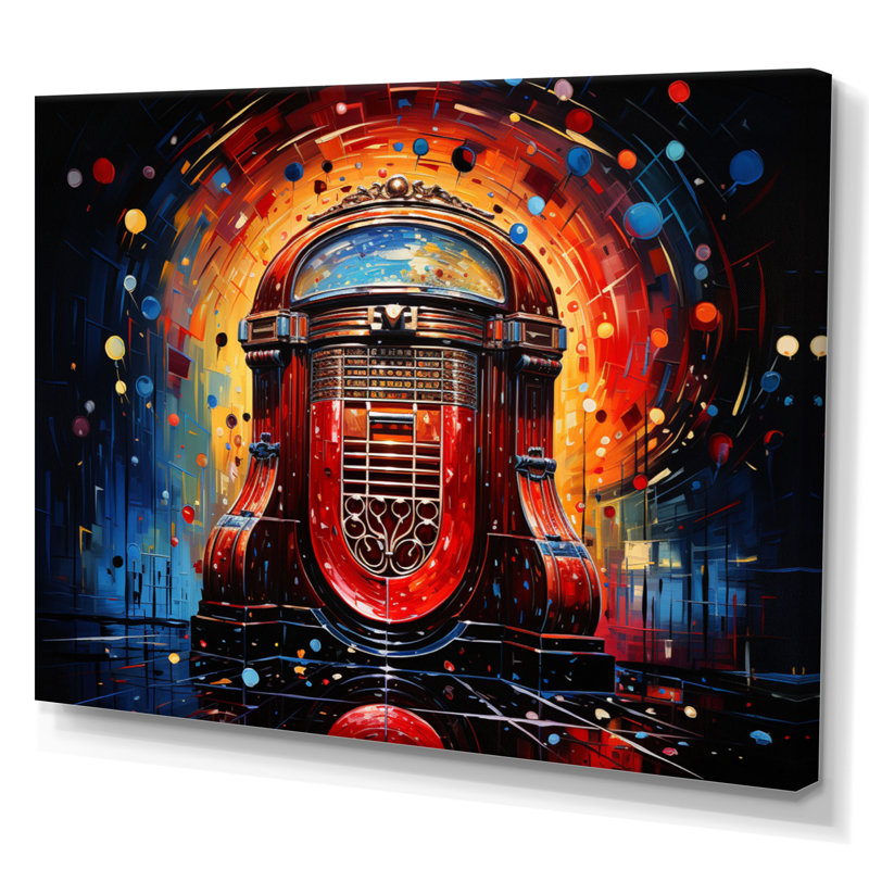 Jukeboxe Popart Rhythm Reflections I - impression, H 24 po x l 32 po x P 1 po, Toile tendue