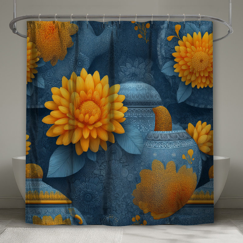 Rideau de douche tournesol - Bohème Boho, 70in W x 84in H