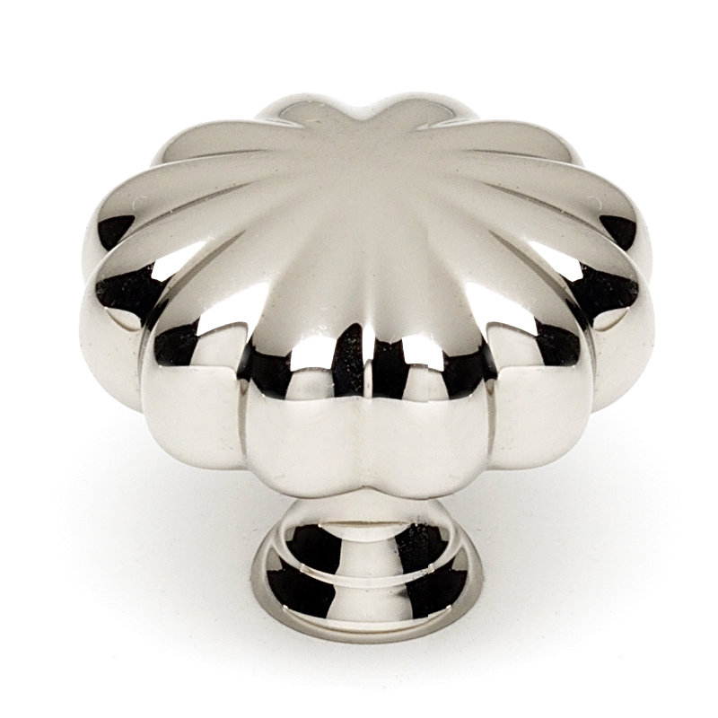 Round Knob, 1" H x 1" W x 0.5" D, Polished Nickel