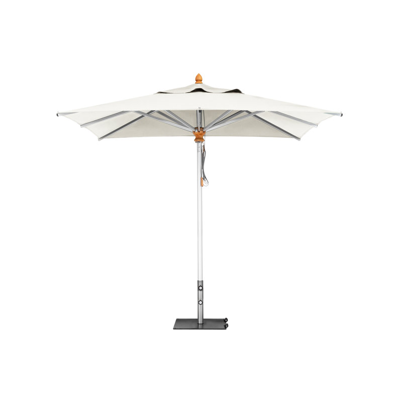 Bravura Square Market Umbrella, Square Metal w/ wheels+2.25" Stainless Steel Tube, Natural, 11'5"