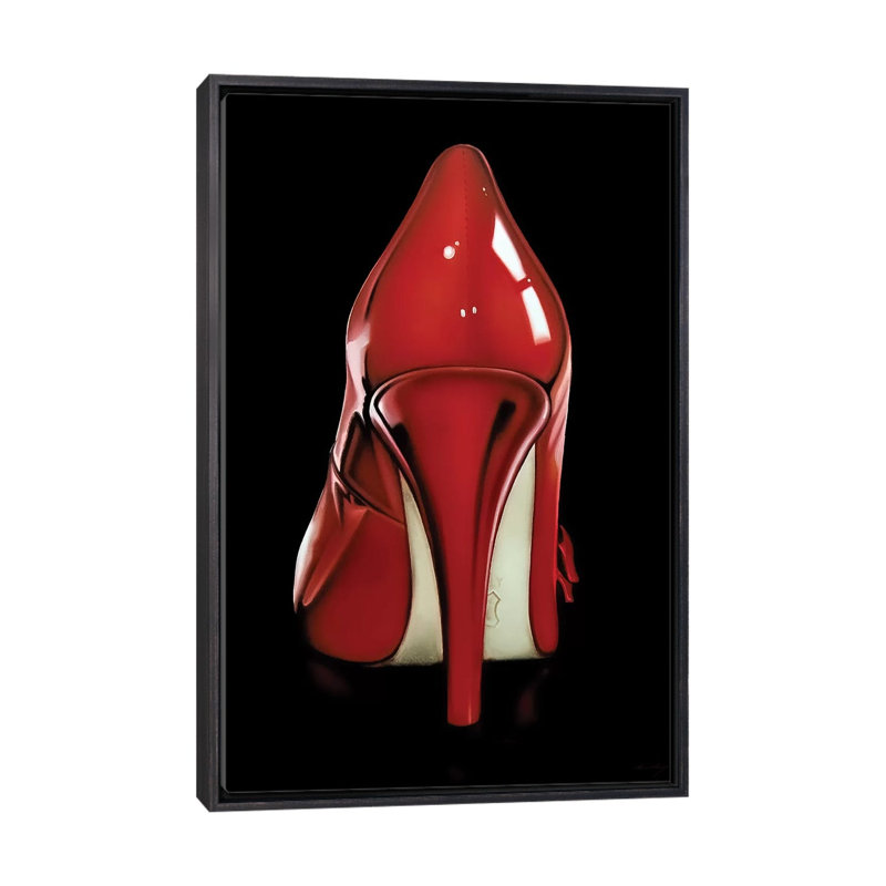 « Red heel » par Drew Darcy, reproduction d’art, H 40 po x l 26 po x P 1,5 po, Encadrement noir décoloré, Pas de tapis