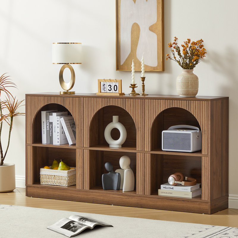 63'' Farmhouse Rectangular Entryway Console Table, Walnut