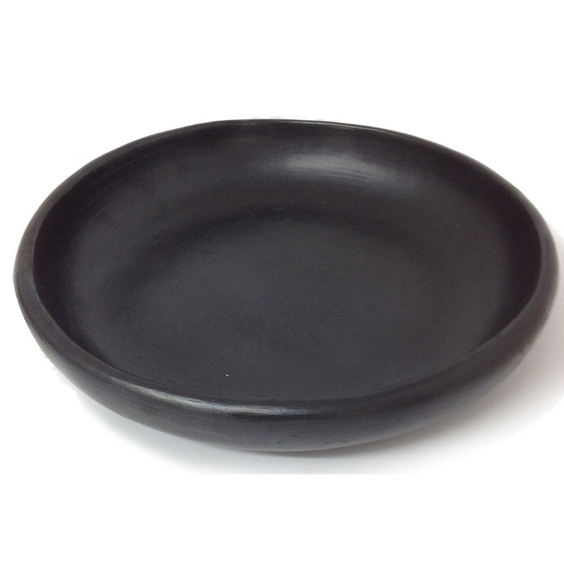 Handcrafted Black Ceramic Round Serving Plate, 11.5 Inch