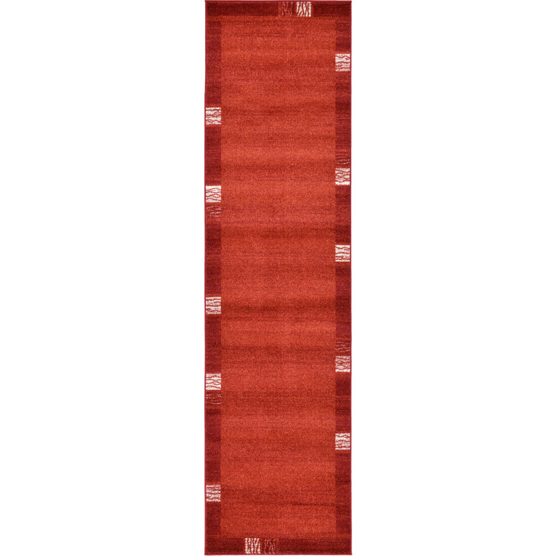 Geometric Terracotta Area Rug, Runner 2'7" x 10'