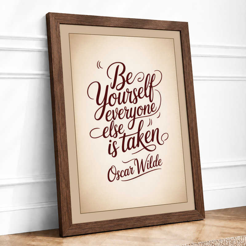 Be Yourself Typography - Framed Print, Walnut, A4 - 29.7 x 21.0 cm