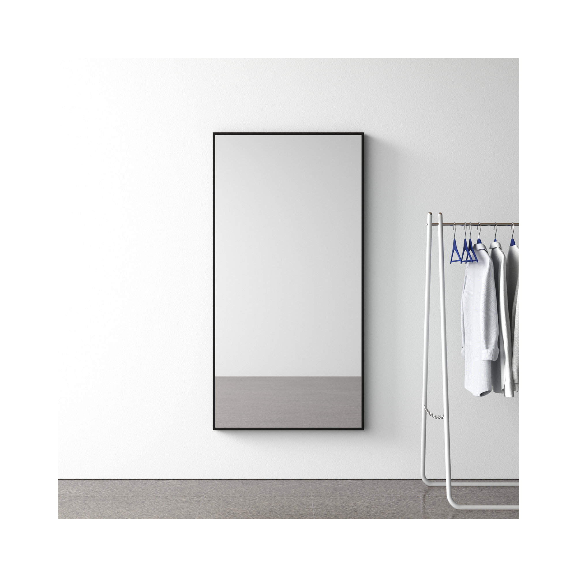 Sabine Metal Rectangle Wall Mirror, 72" x 36", Black