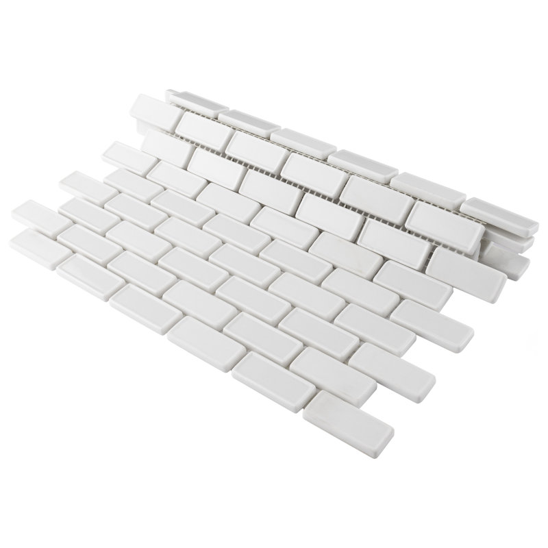 Expressions Recessed Subway White 11-3/4" x 12" Glass Mosaic Tile