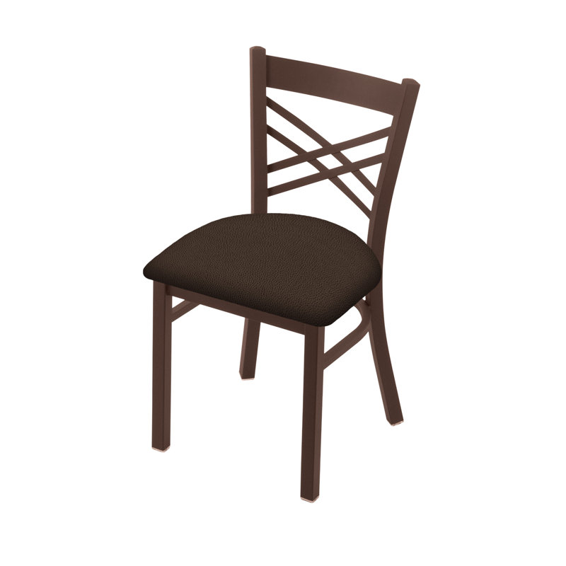 Catalina 18'' H Upholstered Metal Side Chair, Bronze, Vinyl-Rein Coffee