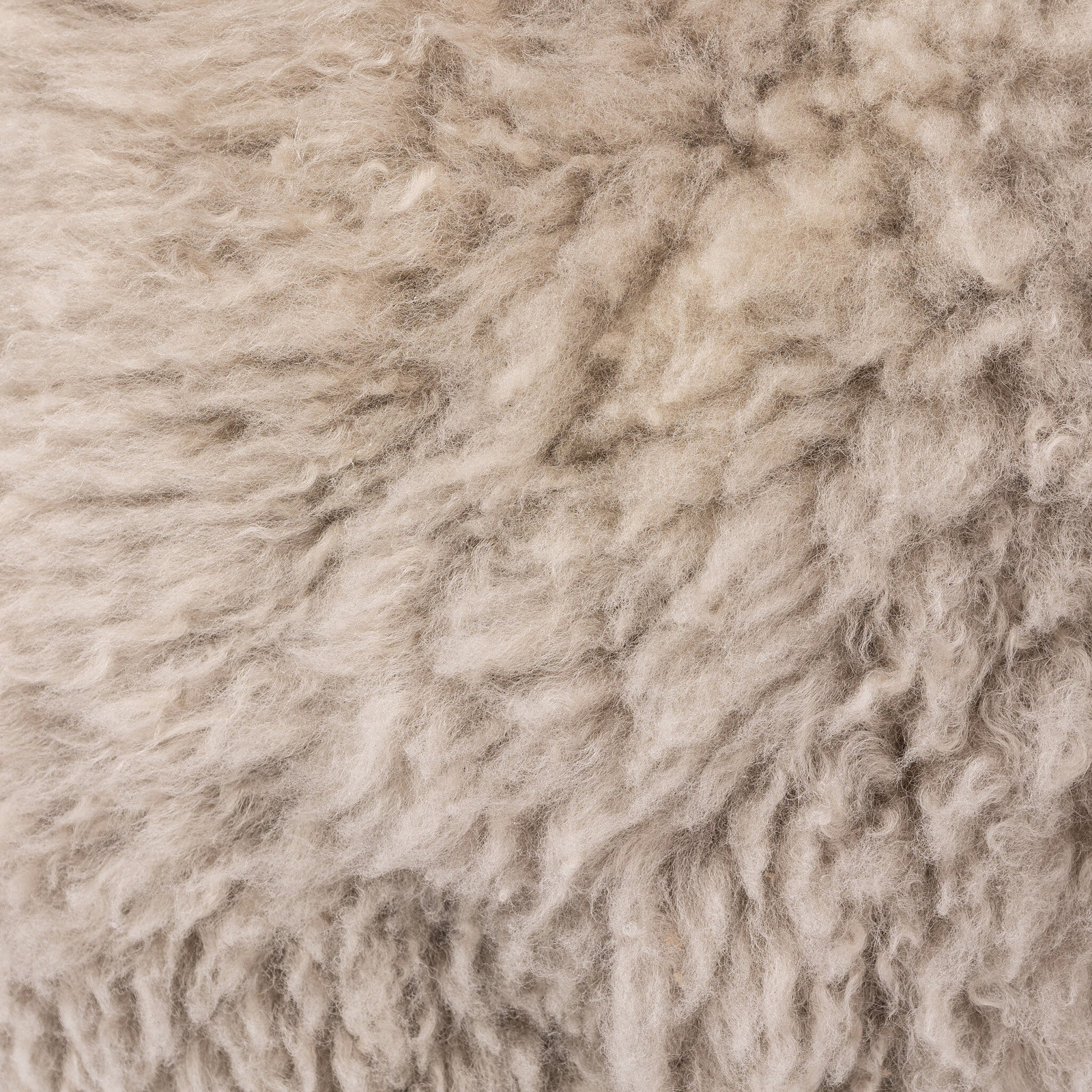 Genna Upholstered Ottoman, Taupe Mongolian Genuine Fur