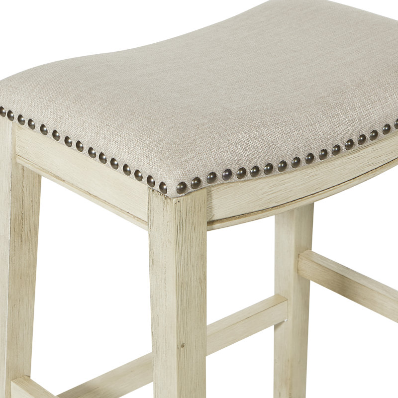 Clewiston Upholstered Counter Stool, Beige, Counter Stool (25" Seat Height), Antique White