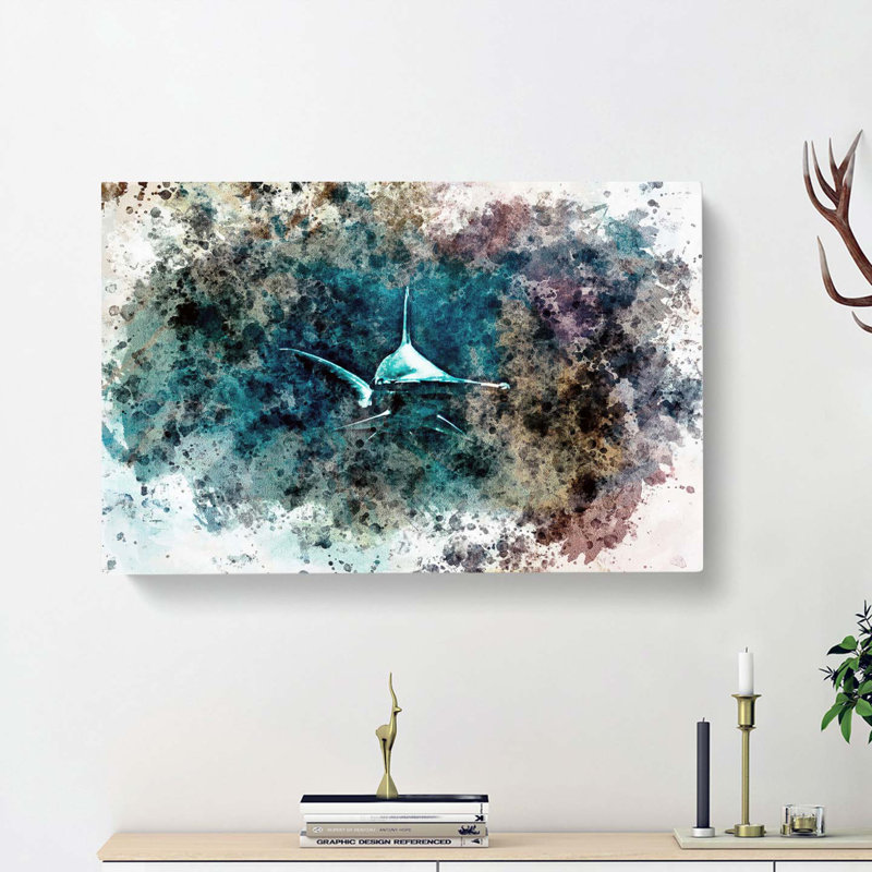Hammerhead Shark In Abstract - Wrapped Canvas, 35cm H x 50cm W x 3cm D
