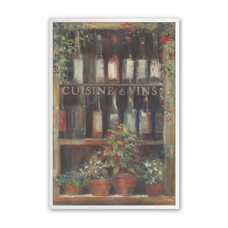 «Wine and Herbs II» par Carol Rowan, reproduction d'art, H 36 po x l 24 po, Blanc