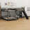 Lit superposé simple au-dessus de L en forme de L avec lit mezzanine simple et bureau intégré, lits triples en métal avec échelle et glissade
