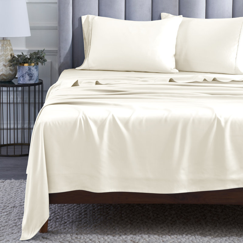 Modal From Beechwood 400 Thread Count Lightweight Cooling Solid Deep Pocket Bed Sheet Set, Queen Sheet Set with 2 Pillowcases