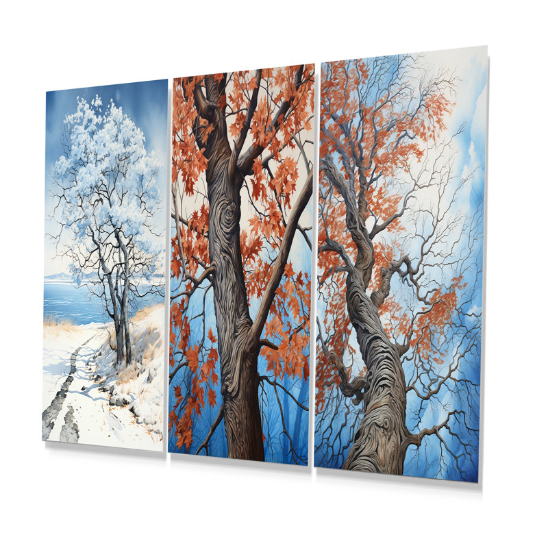 Érable Whisper Tree - arbre érable, ensemble de 3 reproductions d'art en métal, H 28 po x l 36 po