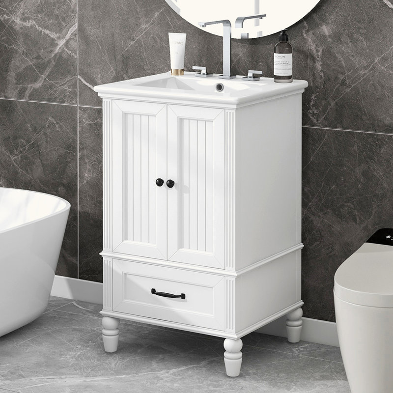 Meuble-lavabo de salle de bain avec lavabo et deux portes