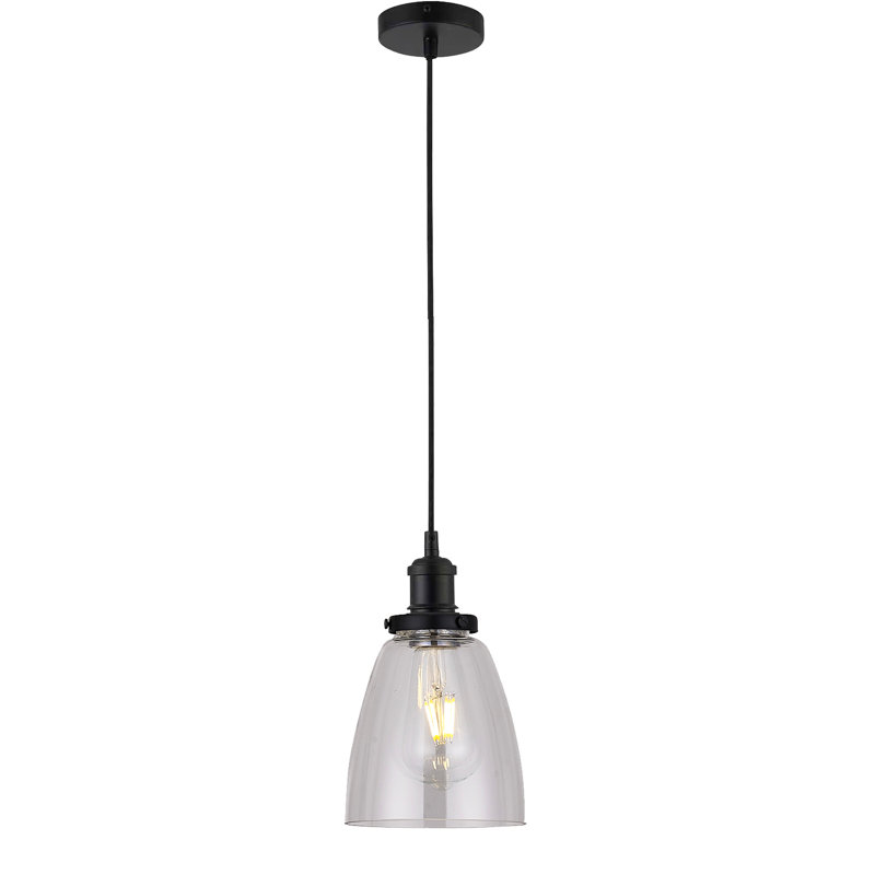 Calista 1 - Light Single Pendant, Black, Clear