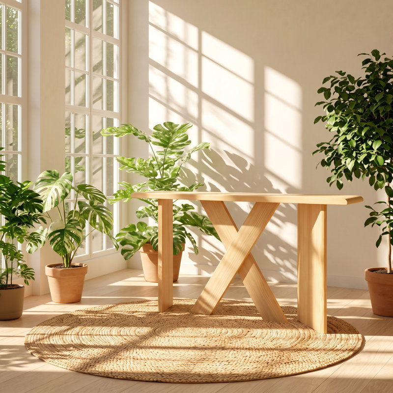 Table console Christopher Knight Home en placage de pin, structure en X, 153 cm (L) x 31 cm (P) x 77 cm (H)