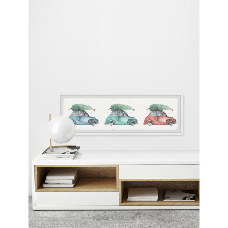 Pine Tree Shopping - Single Picture Frame Panoramic Painting, 25cm H x 76cm W x 3.81cm D