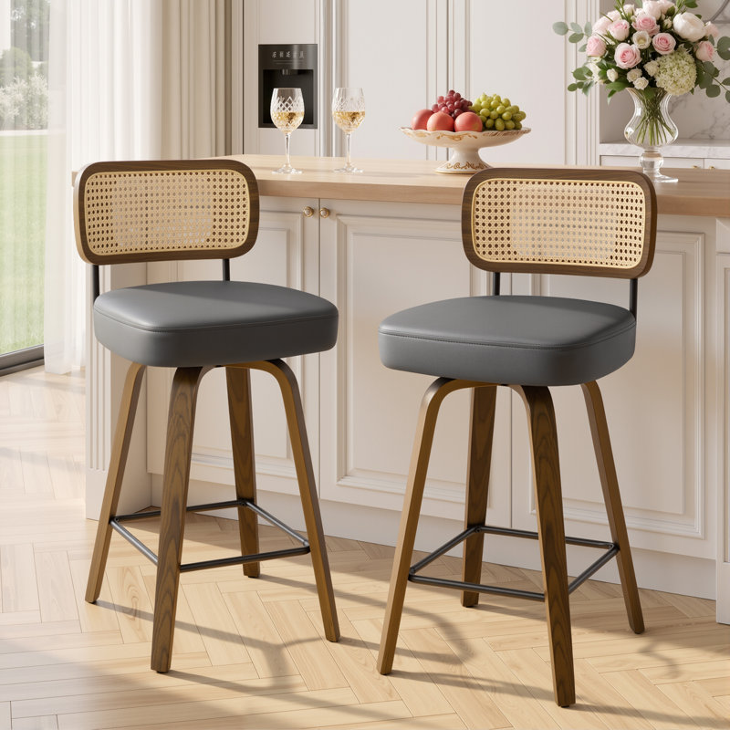 Tabouret de bar et de comptoir pivotant Lucania, Tabouret de comptoir (siège d'une hauteur de 26 p, Gris, Brun